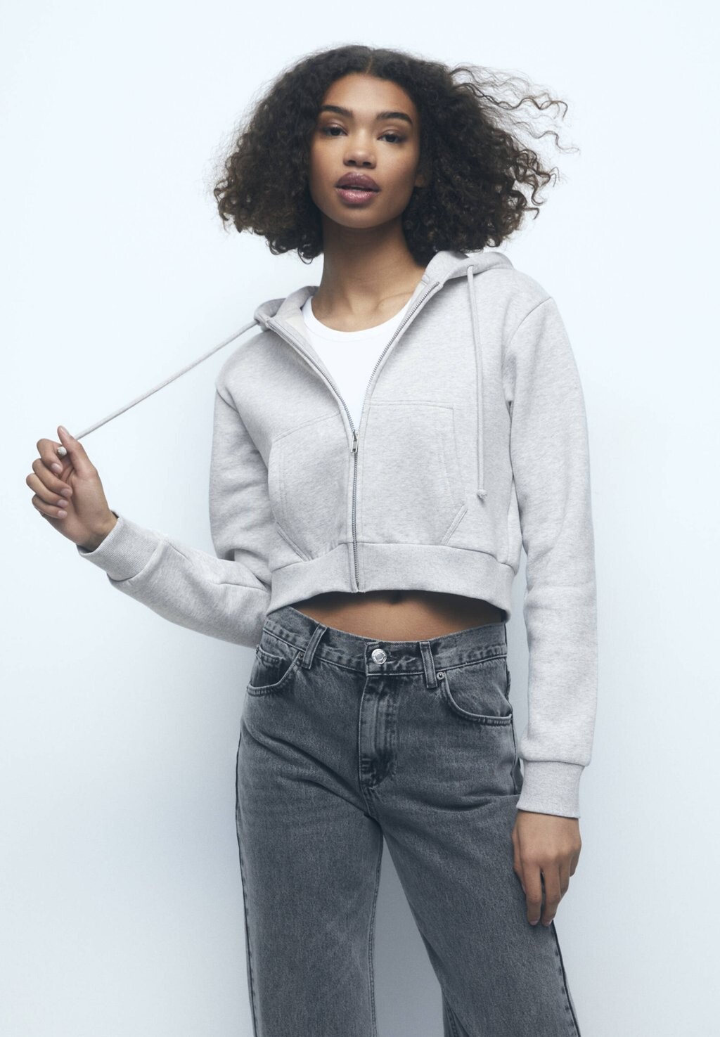 

Толстовка на молнии PULL&BEAR, темно-серый
