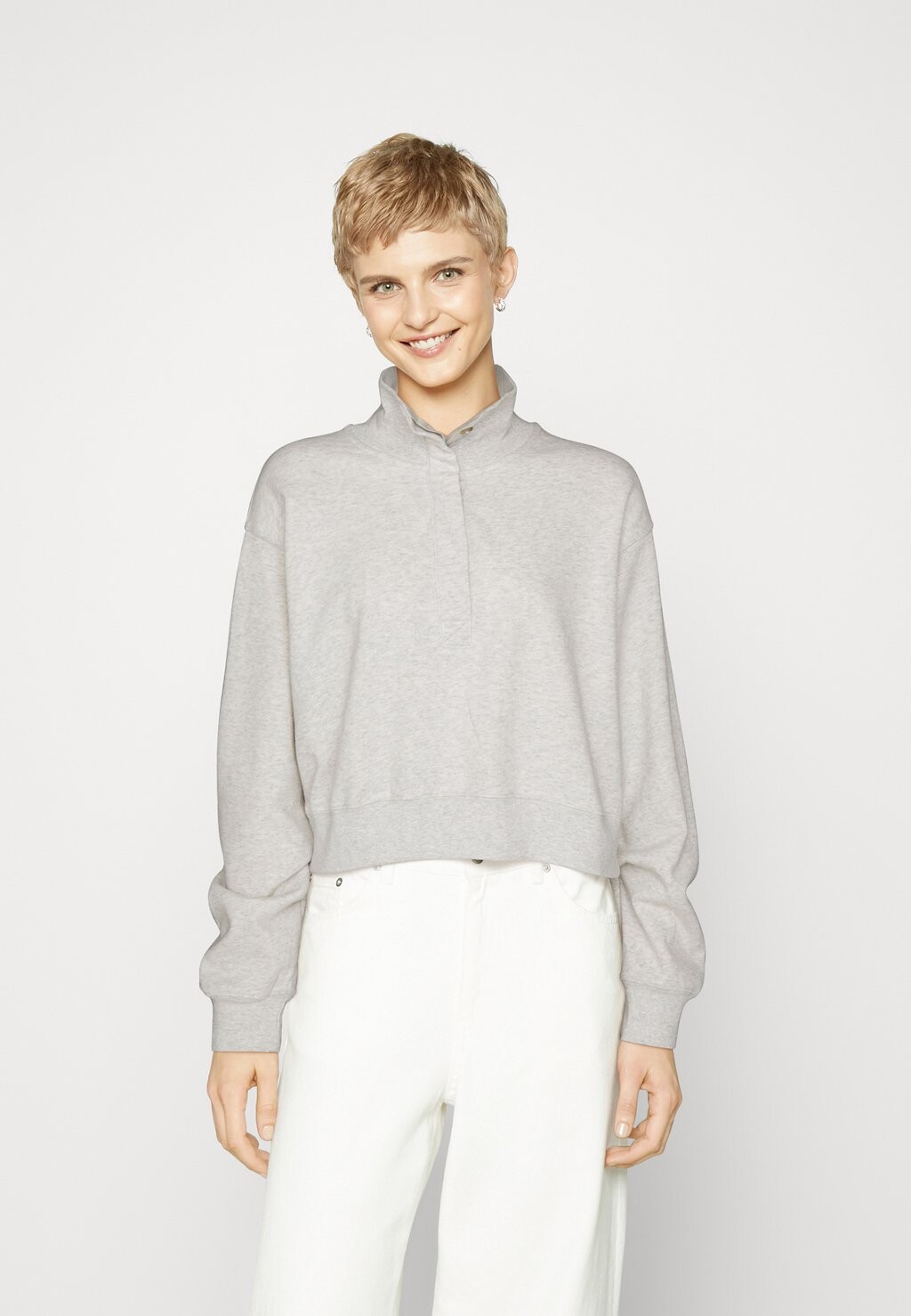

Толстовка SHRUNKEN MOCK NECK American Eagle, цвет heather gray
