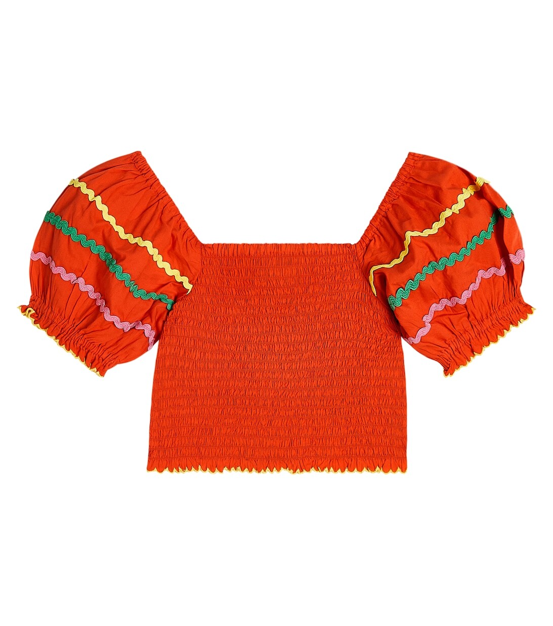 

Хлопковый топ с вышивкой в сборку Stella McCartney Kids, красный