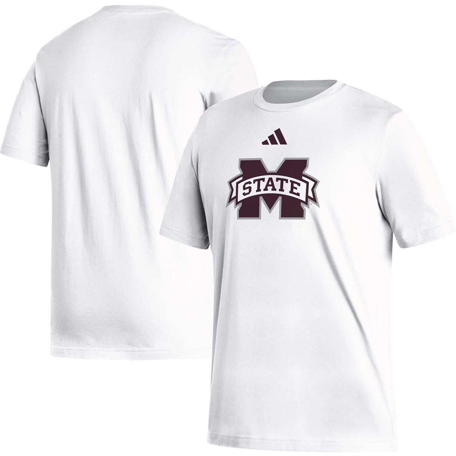 

Мужская белая футболка с логотипом Mississippi State Bulldogs Fresh adidas, Белый