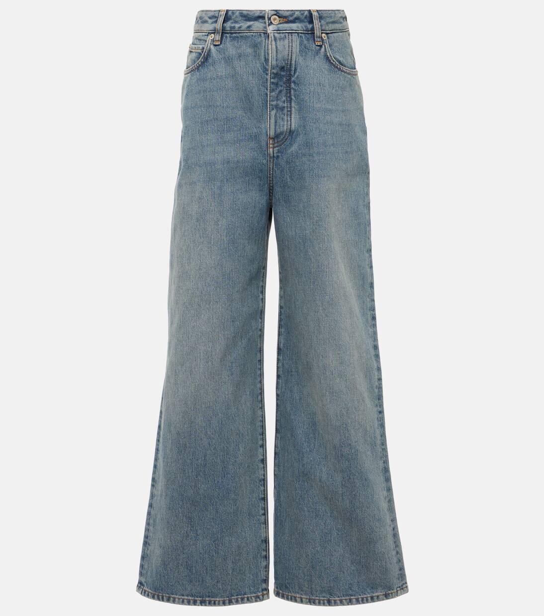 

Джинсы с высокой посадкой и широкими штанинами Loewe, цвет washed blue
