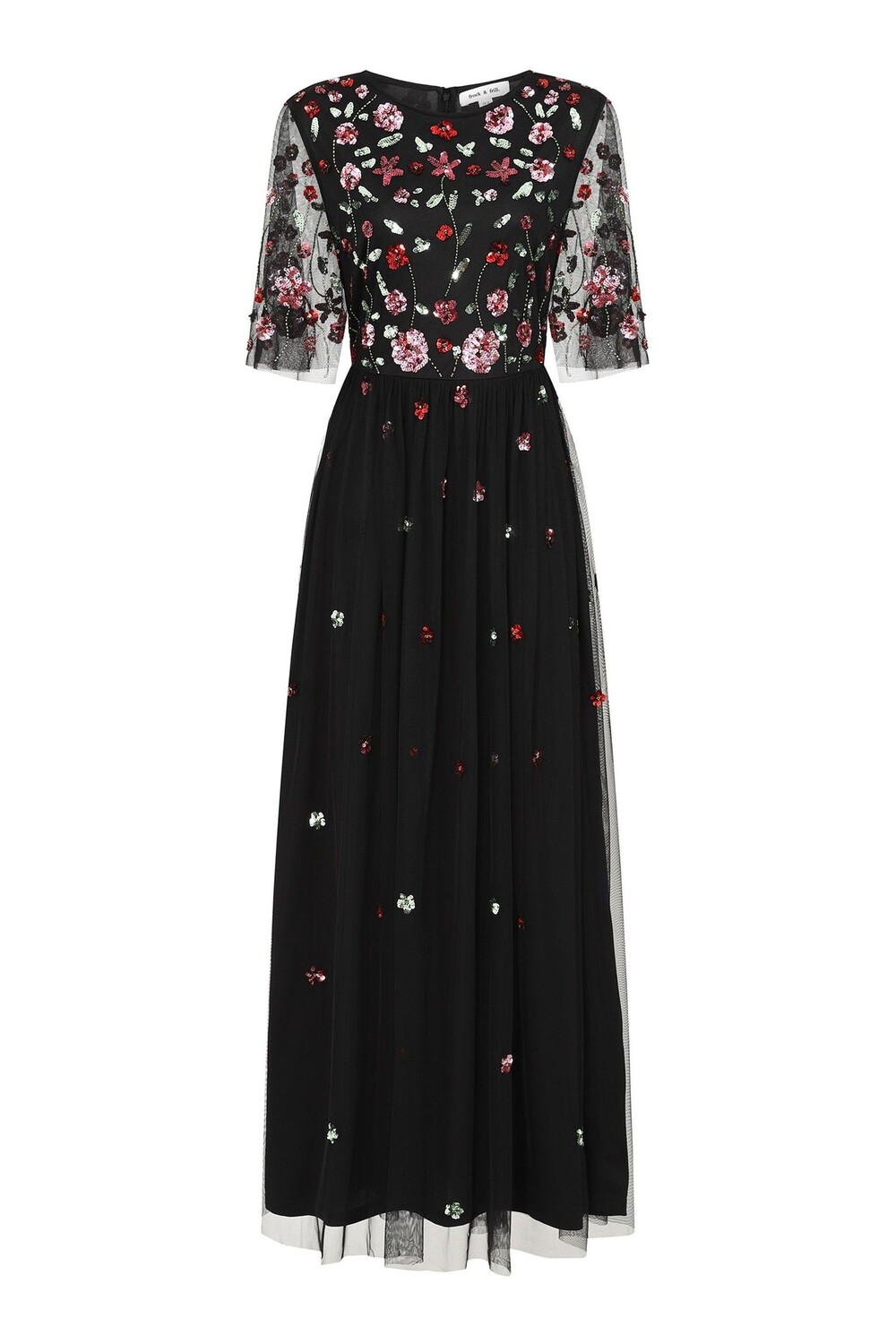 

Черное платье с вышивкой и рюшами Frock and Frill, черный