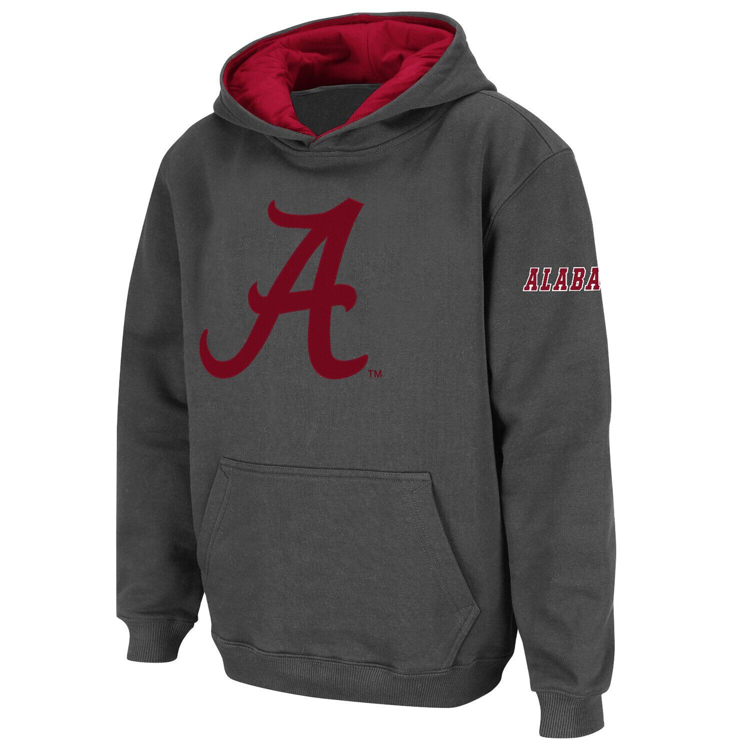 

Темно-серый пуловер с капюшоном и большим логотипом Youth Stadium Athletic Alabama Crimson Tide Unbranded