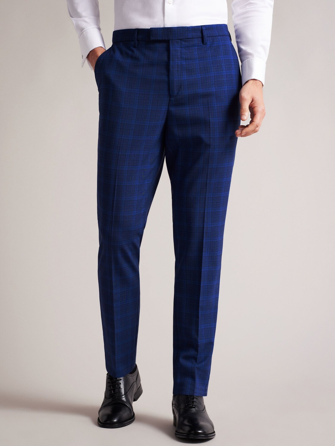 Брюки узкого кроя в клетку Ted Baker Apollot, темно-синие