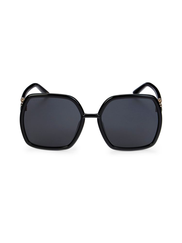 Квадратные солнцезащитные очки Horsebit 58MM Gucci, черный