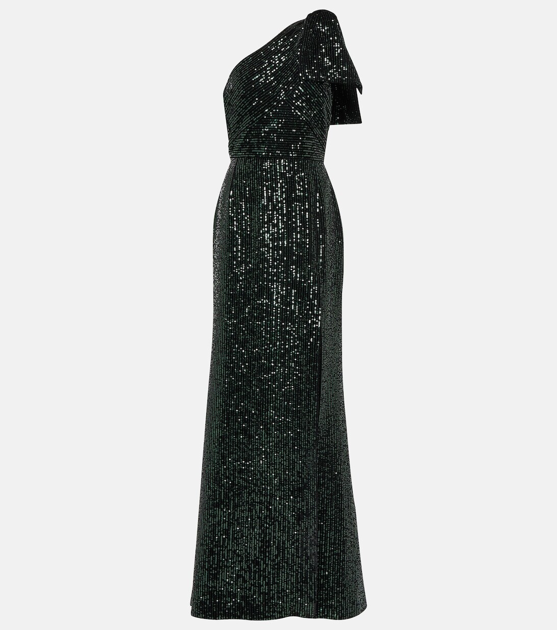

Расшитое пайетками платье на одно плечо из смесового шелка ELIE SAAB, черный