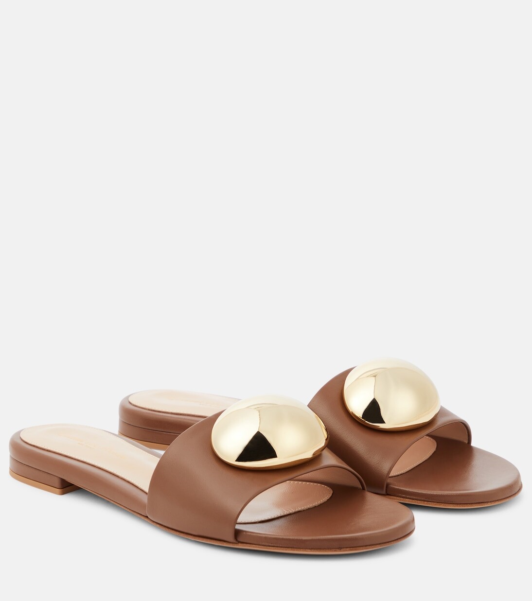 

Украшенные кожаные мюли Gianvito Rossi, коричневый