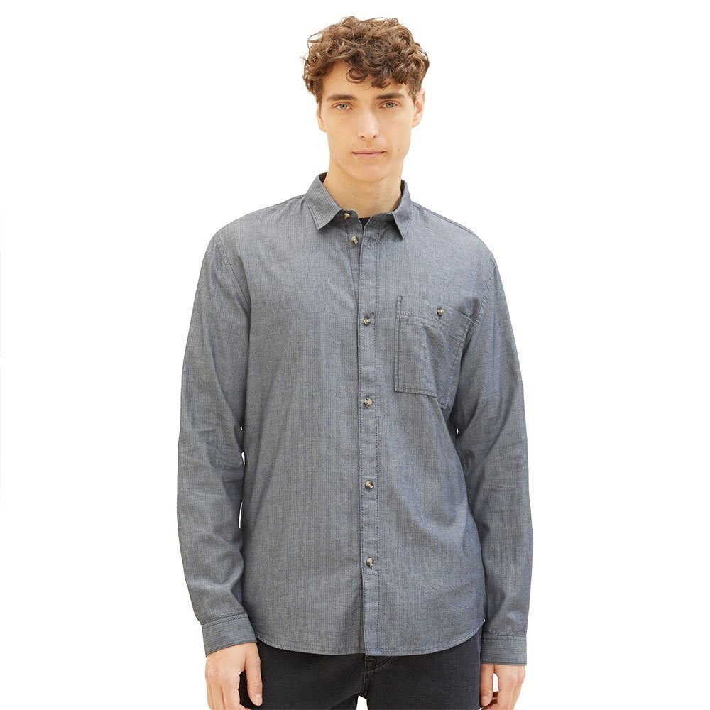 

Рубашка с длинным рукавом Tom Tailor 1037464 Mini Herringbone, серый