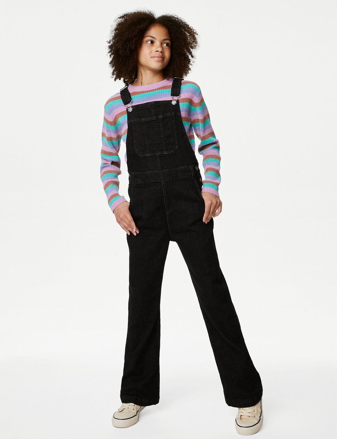 

Джинсовые расклешенные комбинезоны (6–16 лет) Marks & Spencer, черный