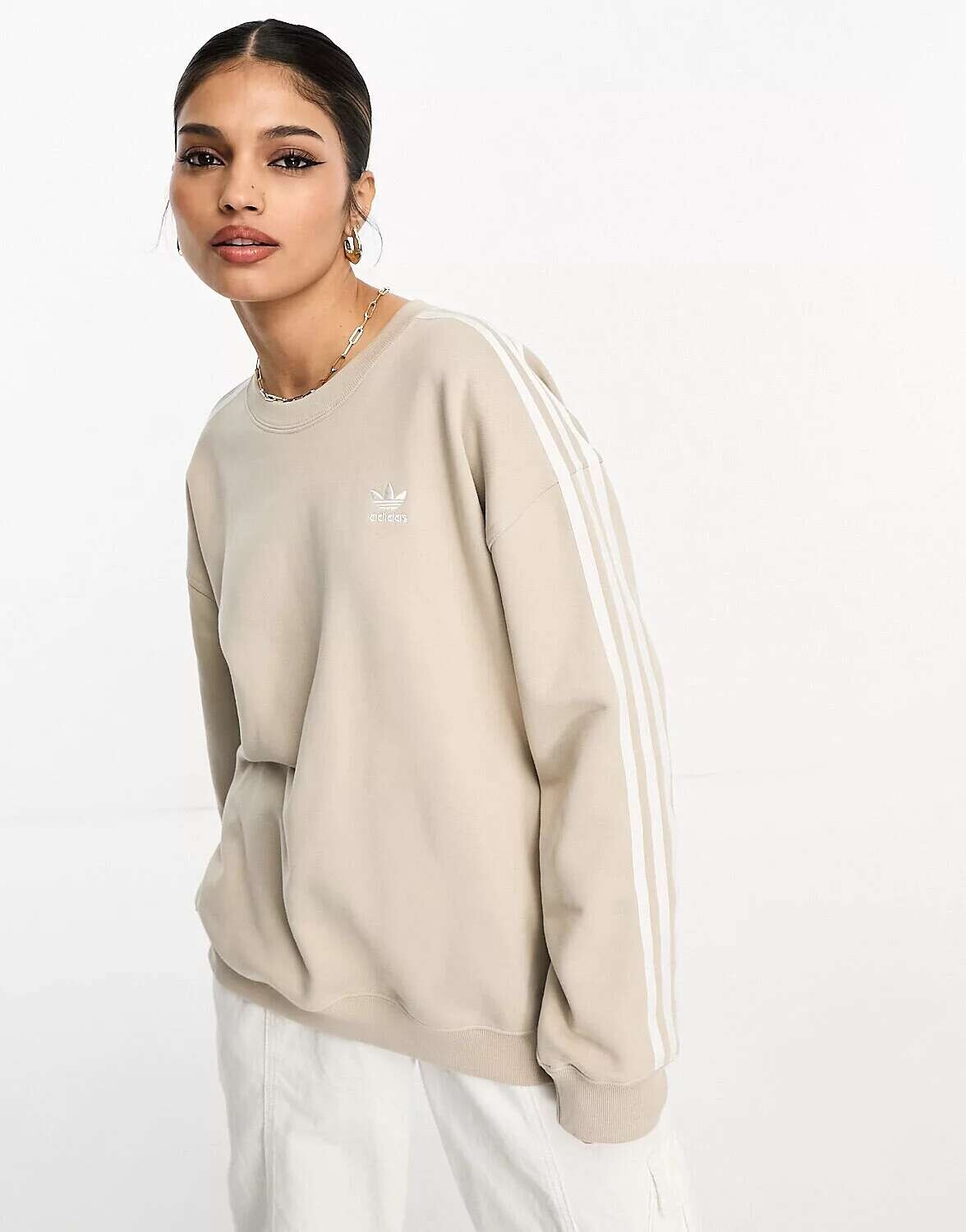 

Свитшот adidas Originals с тремя полосками чудо-бежевого цвета