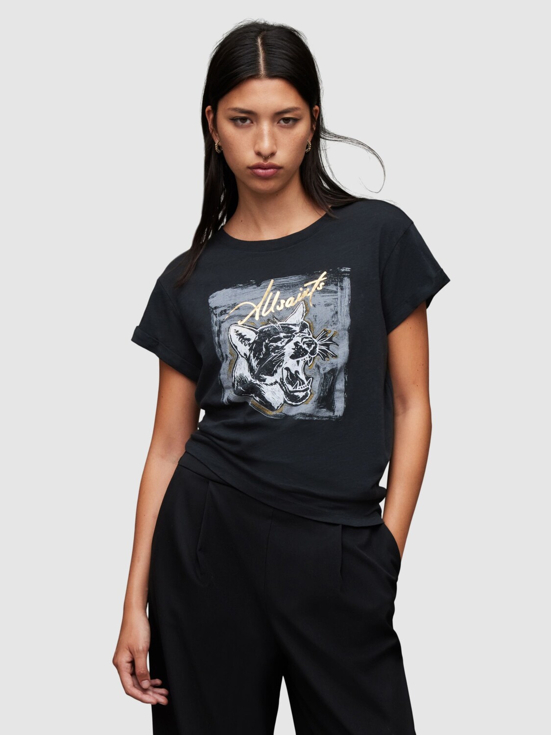

Футболка Panthere Anna из органического хлопка AllSaints, черный/мульти