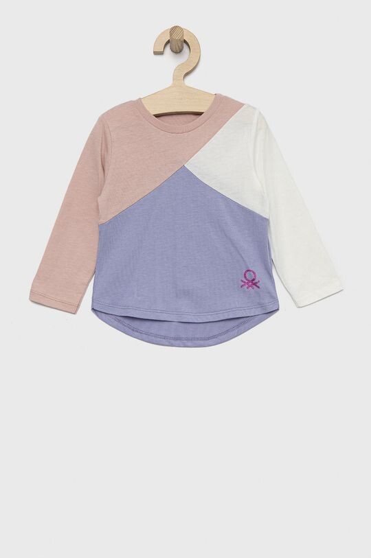 

Детская хлопковая футболка с длинными рукавами United Colors of Benetton, розовый