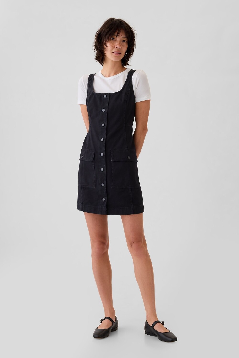 

Мини платье с пуговицами Gap, черный