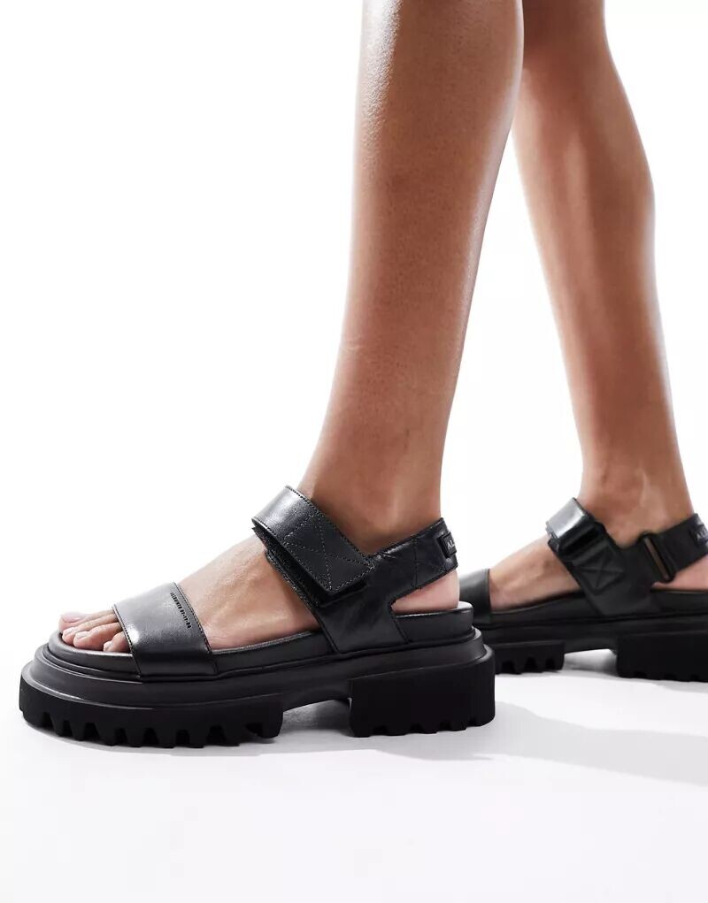 

Черные кожаные сандалии на плоской платформе AllSaints Rory