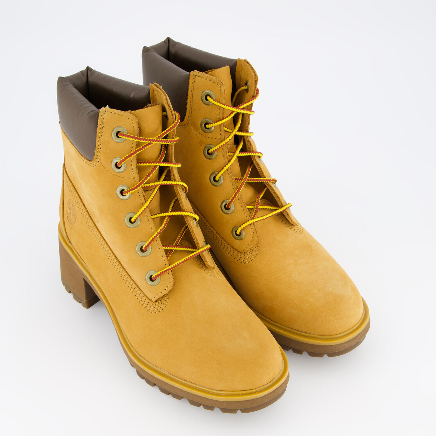 Светло-коричневые ботинки на блочном каблуке и шнуровке Timberland