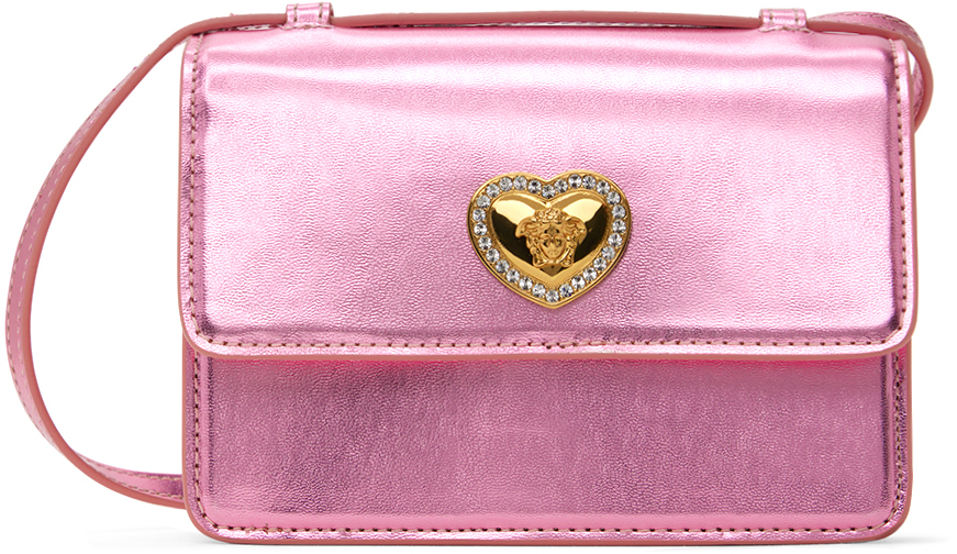 цена Детская сумка через плечо с декором Medusa Pink Heart Versace