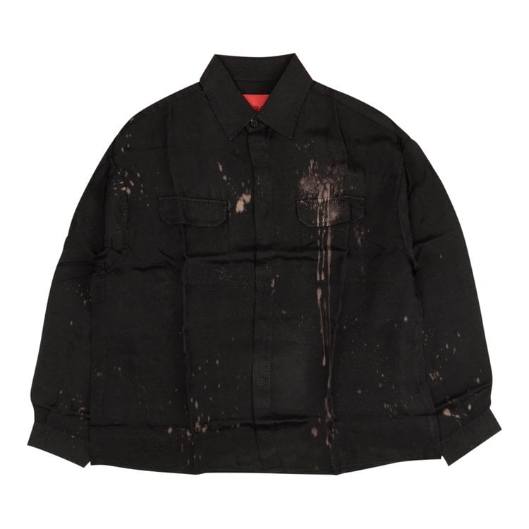 цена Рубашка 424 Bleached Long-Sleeve Button Down 'Black', черный