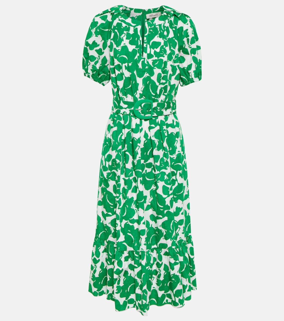 

Платье миди Lindy из хлопка с цветочным принтом DIANE VON FURSTENBERG, зеленый