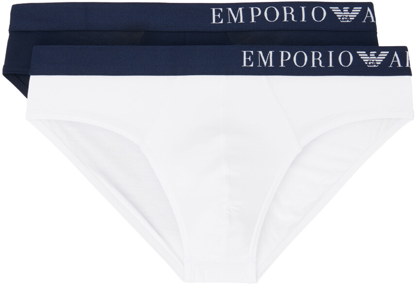 

Комплект из двух темно-синих и белых трусов Emporio Armani