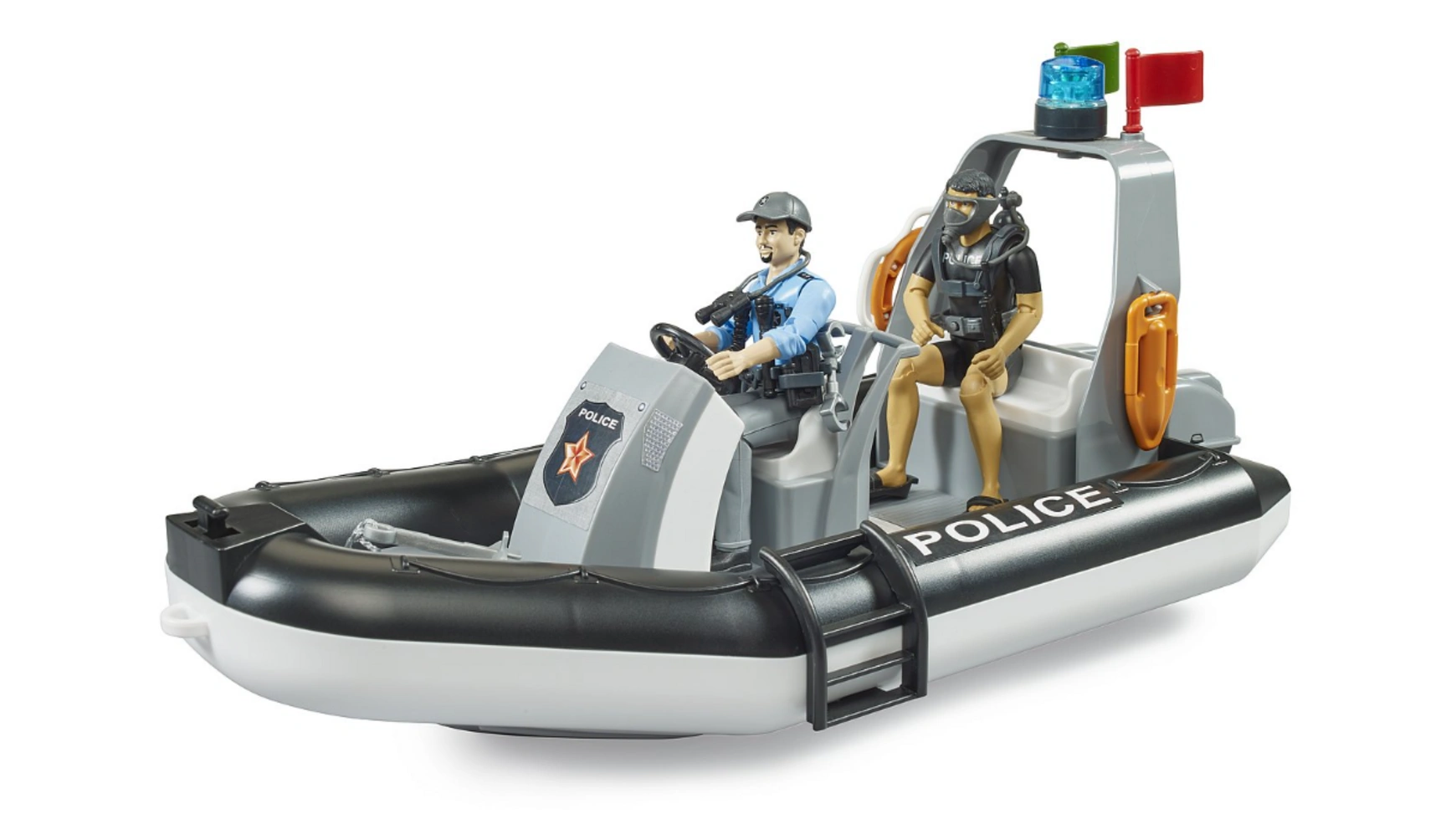 Bruder Надувная лодка bworld Police с полицейским, дайвером и аксессуарами