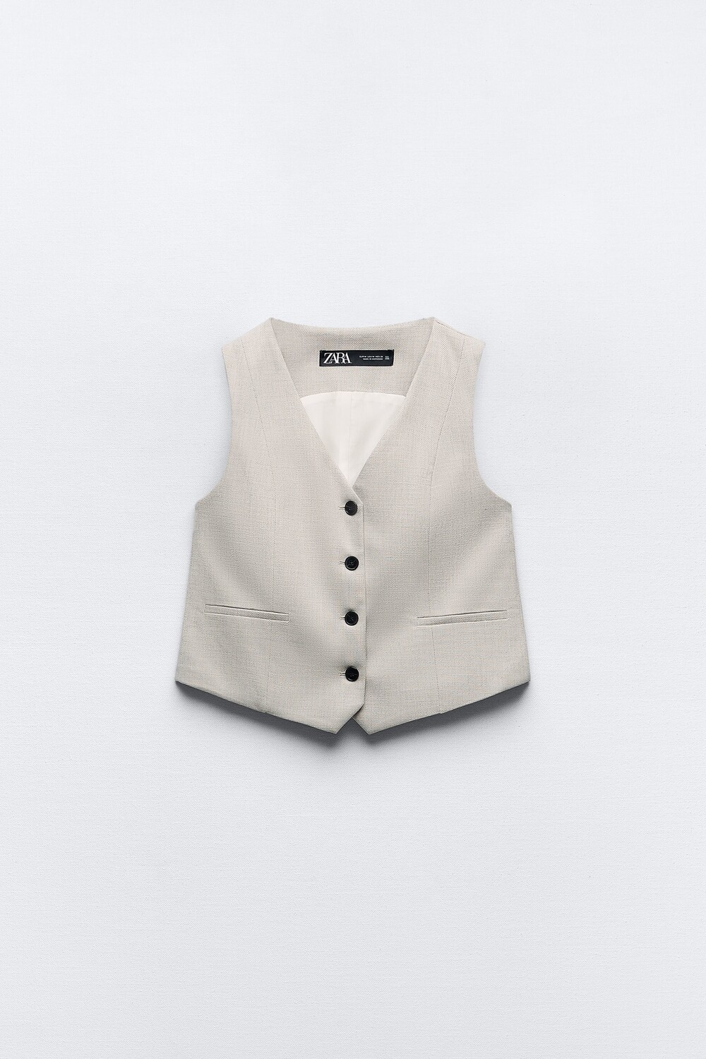 

Короткий жилет Zara, серый/бежевый
