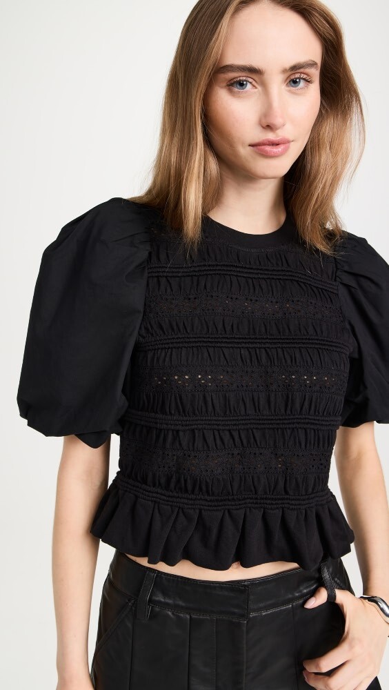 

Топ Sea Rita Jersey Puff Sleeve, черный