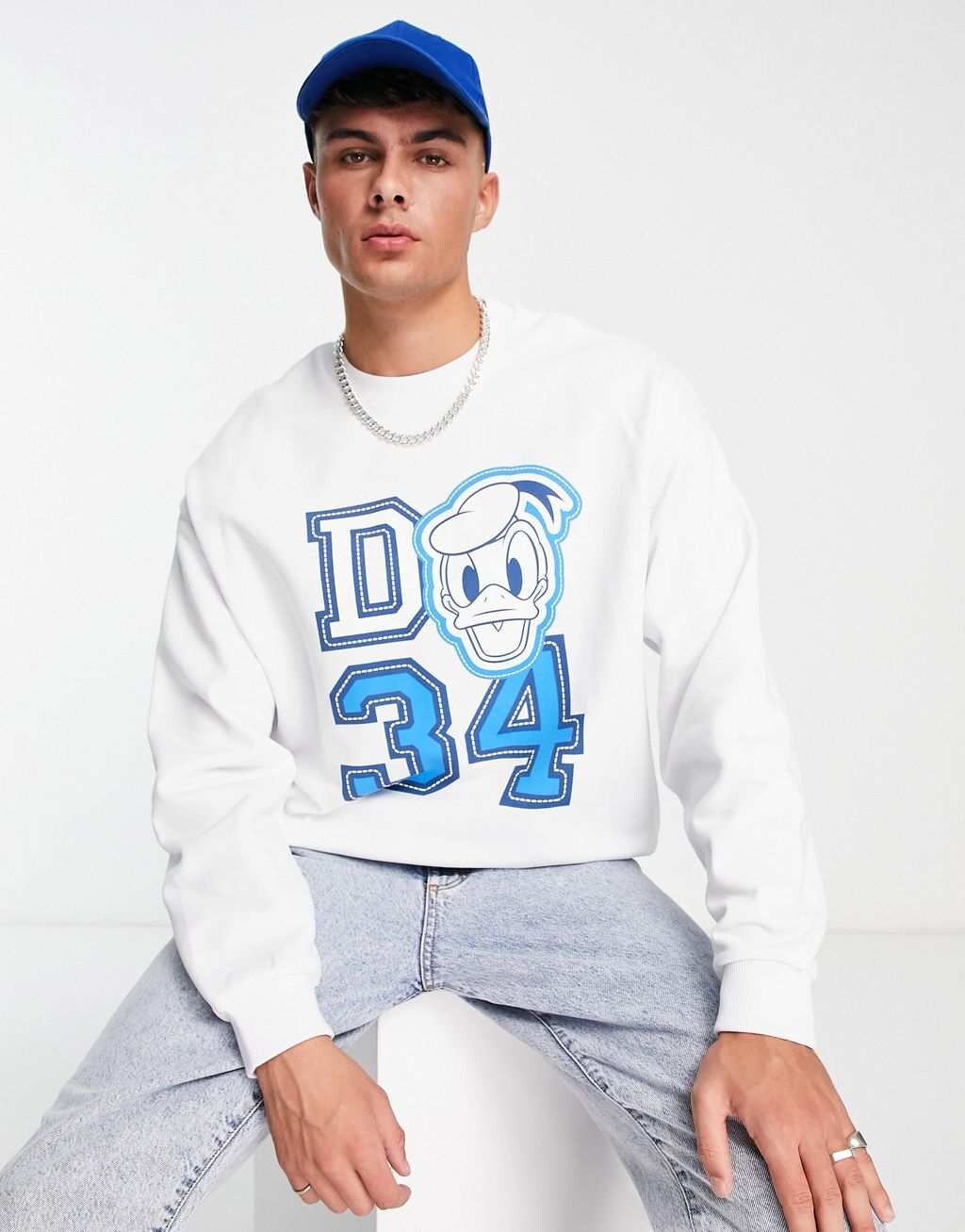 

Белый свитшот с принтом Disney Donald Duck ASOS DESIGN