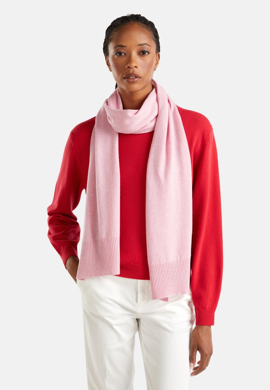 

Шарф WITH EDGES United Colors of Benetton, розовый