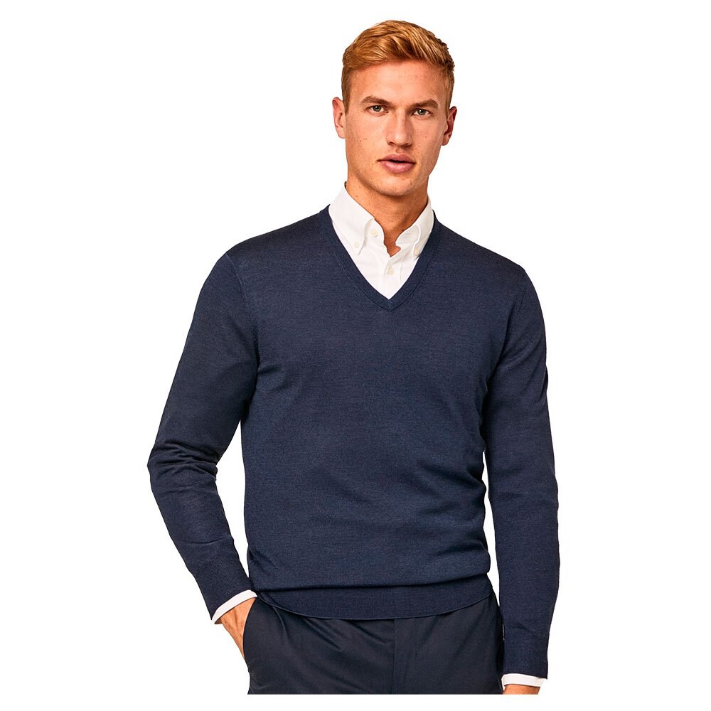 

Свитер Hackett Garment Merino Silk V Neck, синий