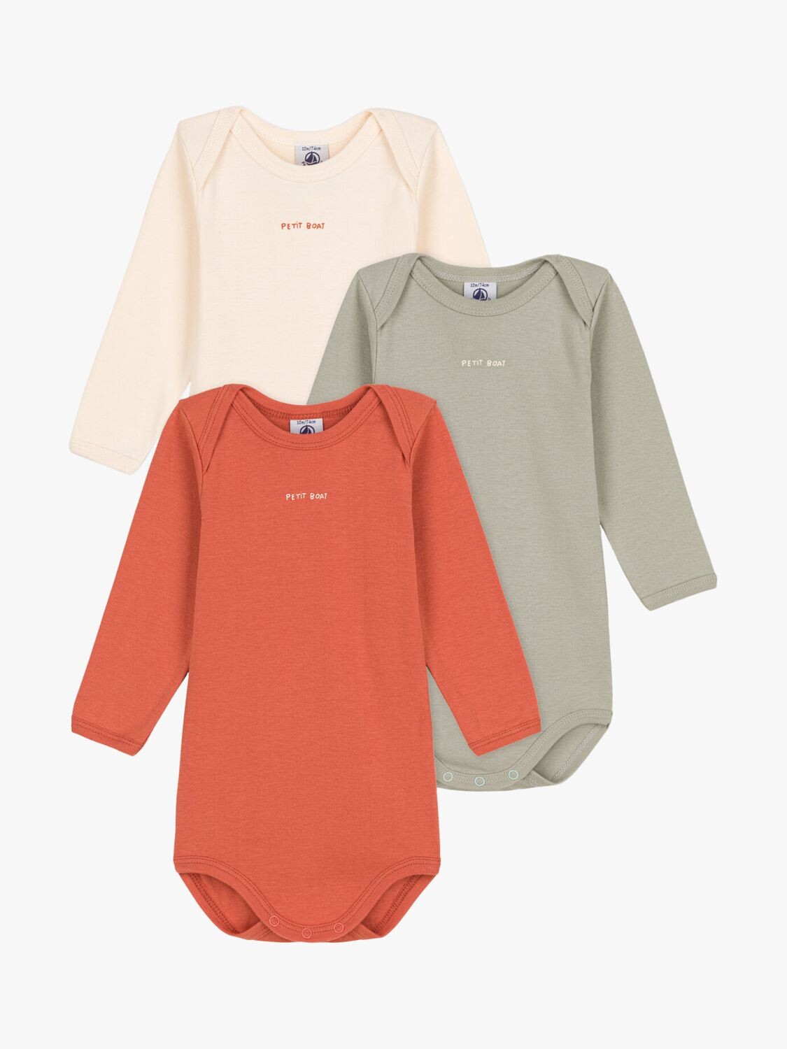 

Однотонные боди Petit Bateau Baby с длинными рукавами, 3 шт., разноцветные