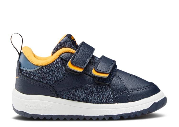 Кроссовки Reebok WEEBOK CLASP LOW TODDLER 'VECTOR NAVY SEMI SOLAR GOLD', нави кроссовки weebok clasp low toddler pursuit pink reebok розовый