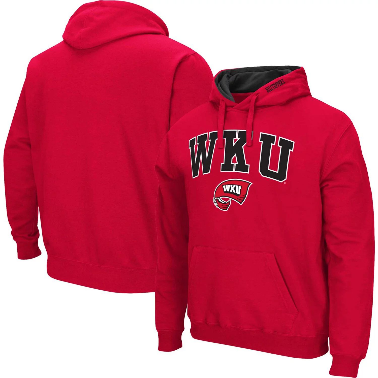 Мужской красный пуловер с капюшоном Western Kentucky Hilltoppers Arch & Logo Colosseum colosseum мужская красная футболка поло western kentucky hilltoppers