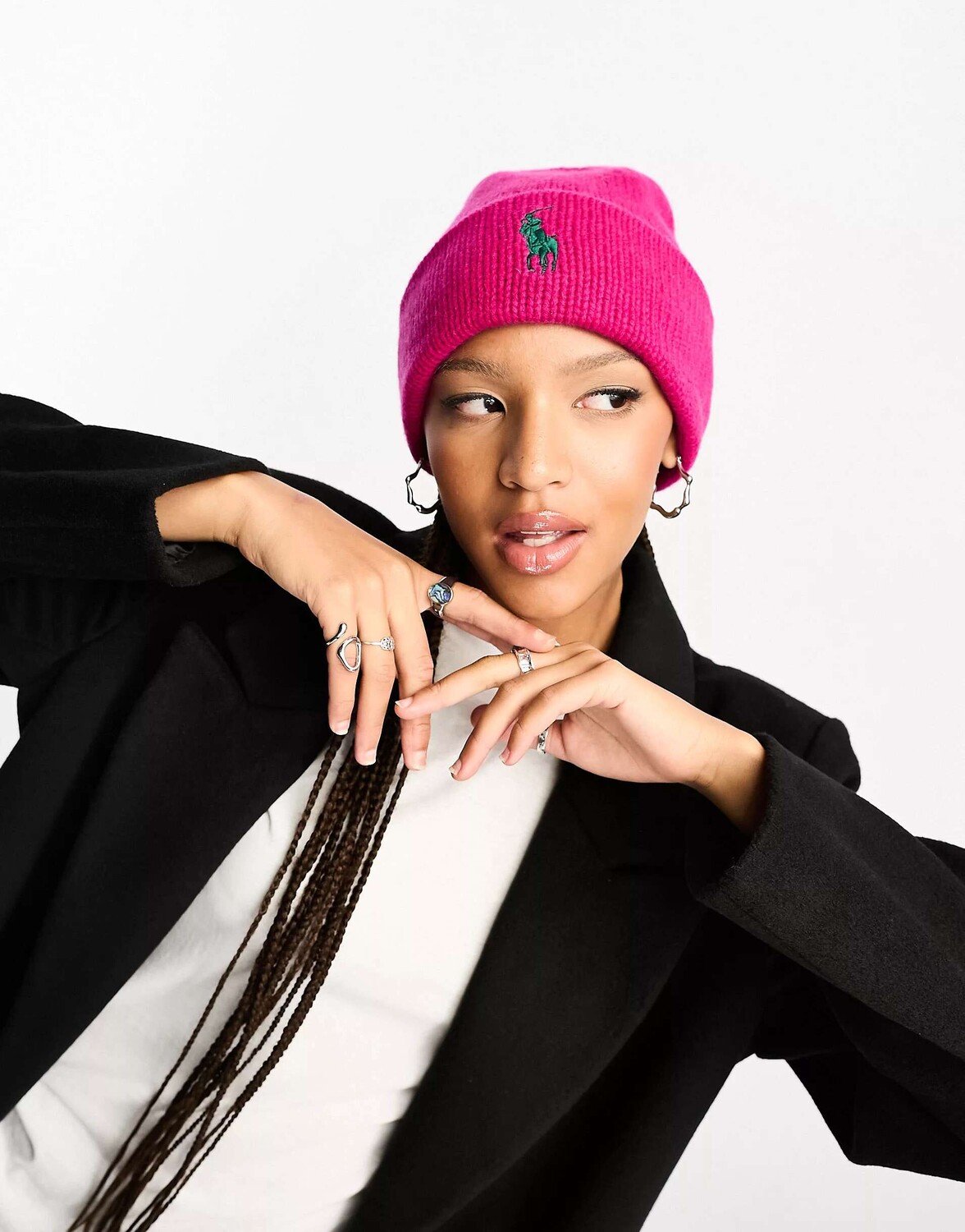 

Розовая шапка-бини Polo Ralph Lauren с большим логотипом в виде пони