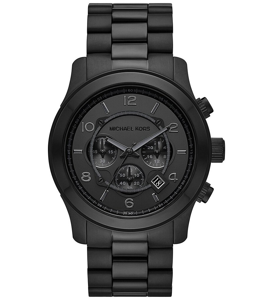 

Michael Kors Мужские часы с хронографом для подиума, черный браслет из нержавеющей стали, черный