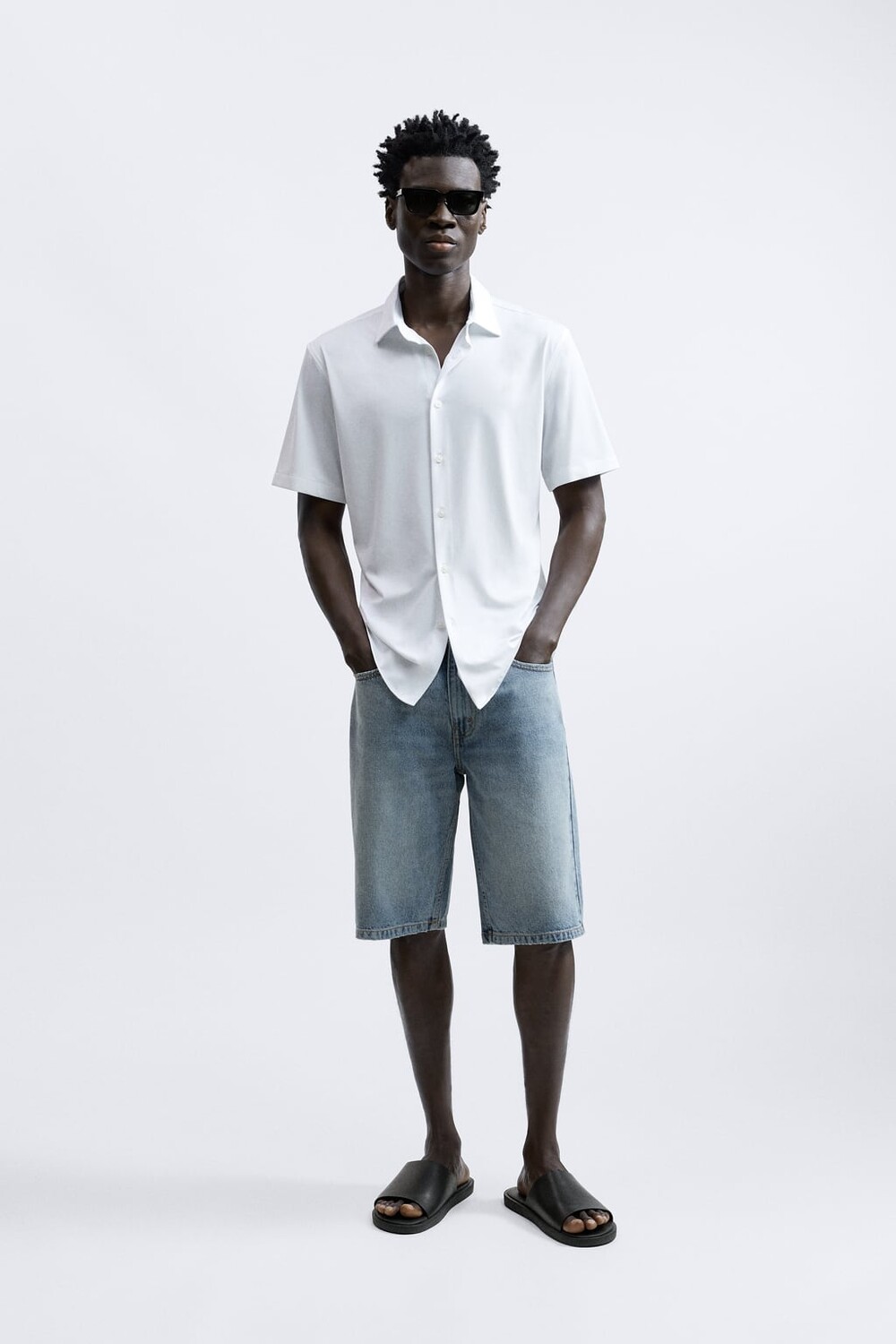 

Эластичная рубашка ZARA, белый