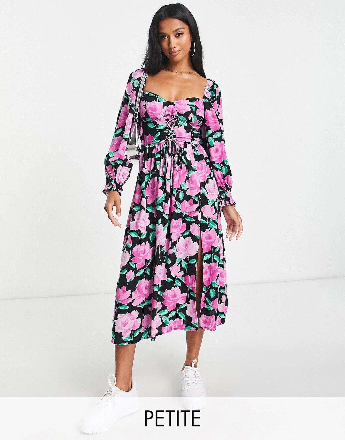 

Платье миди большого размера с корсетом Miss Selfridge Petite