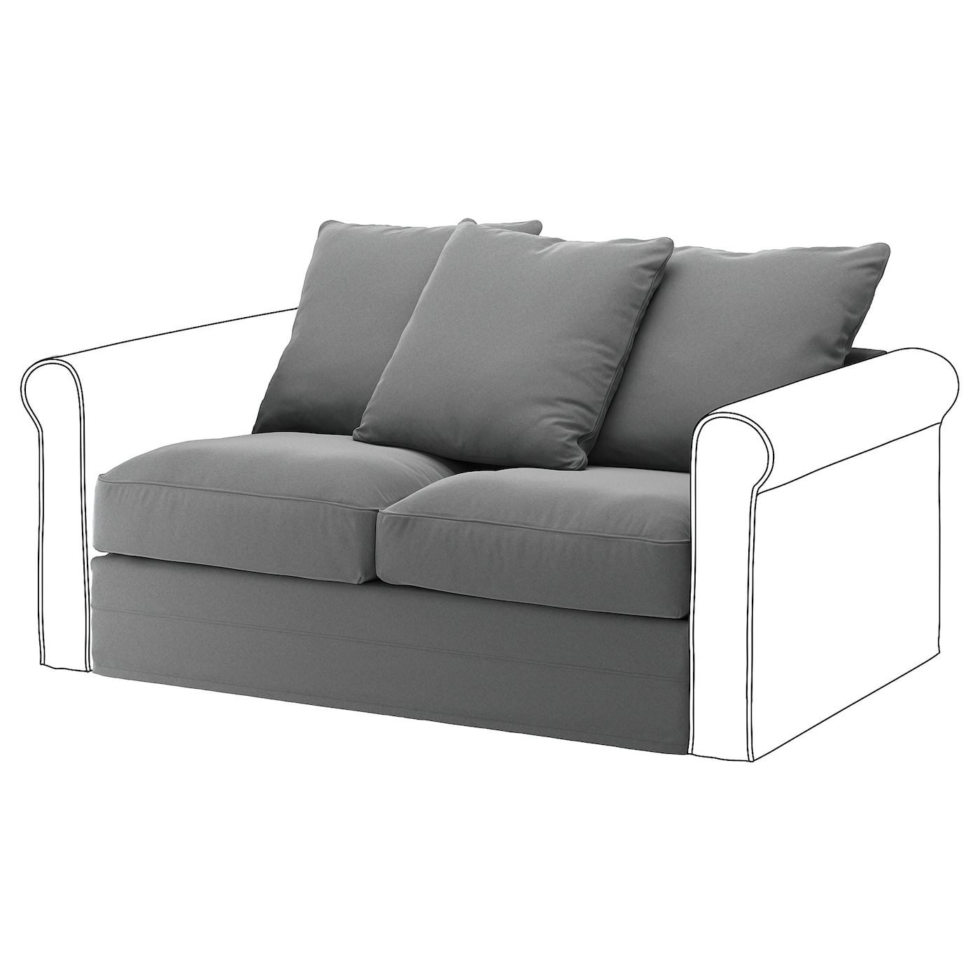 ГРЁНЛИД 2 раскладывающийся диван, Льюнге средний серый GRÖNLID IKEA