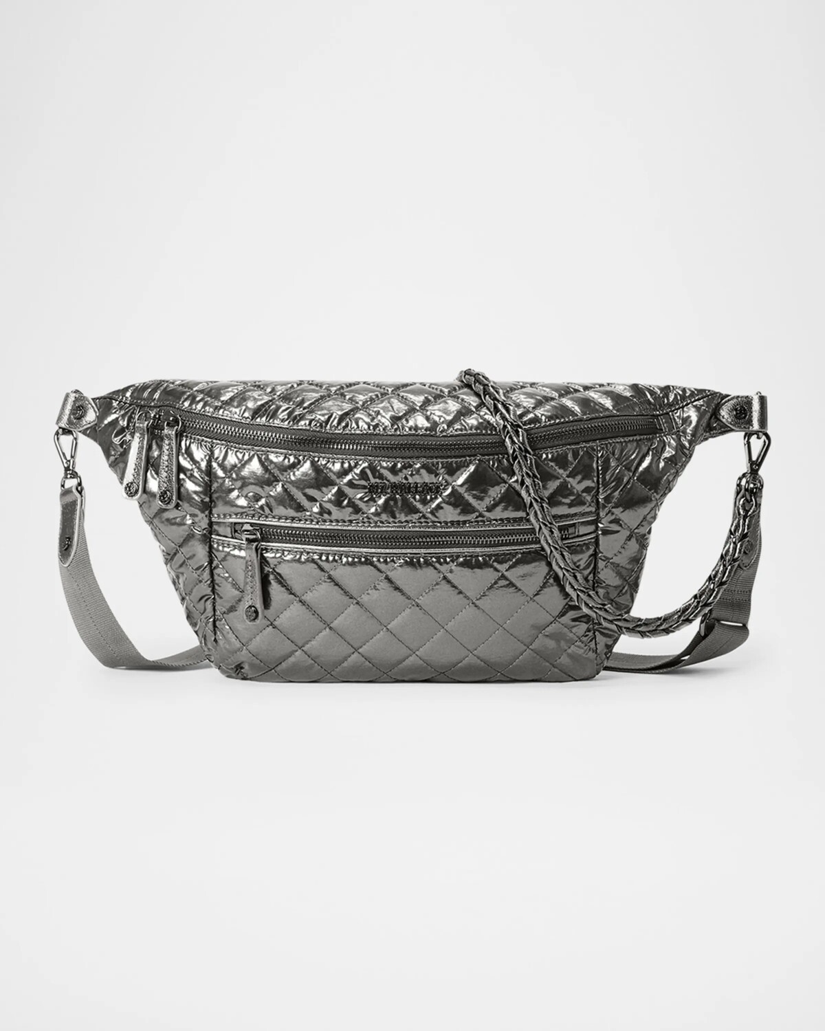 

Стеганая поясная сумка Crosby Sling с эффектом металлик Mz Wallace, цвет Pewter