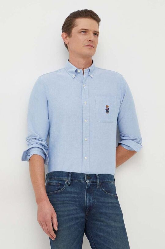 

Хлопковая рубашка Polo Ralph Lauren, синий