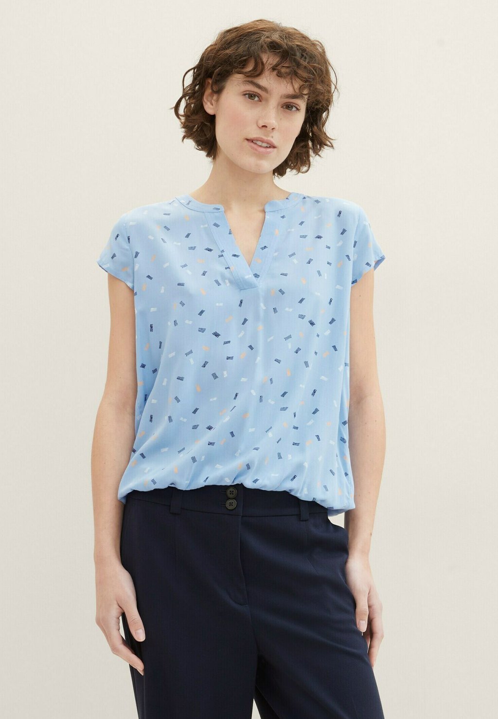 Блузка PRINTED TOM TAILOR, цвет blue multicolor minimal