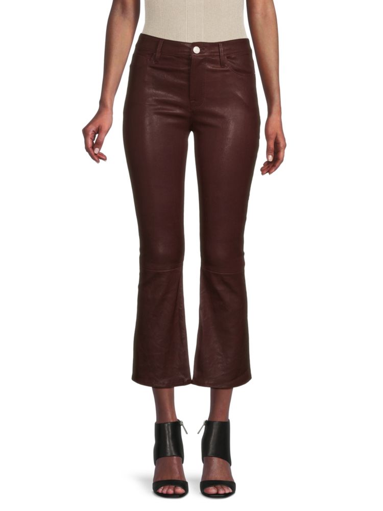 Кожаные укороченные брюки Bootcut Frame, цвет Burgundy кожаные укороченные брюки redvalentino цвет cuoio