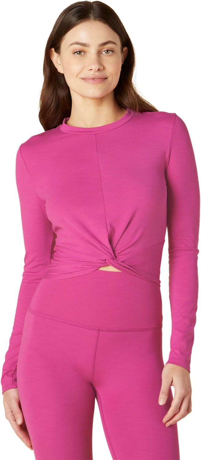 

Укороченный топ Heather Rib Groove Beyond Yoga, цвет Bright Beet Heather Rib