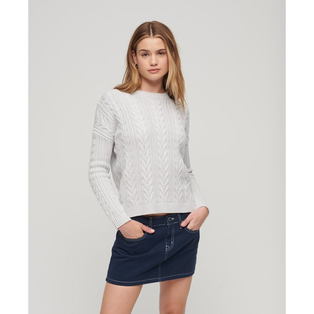 

Свитер Superdry Dropped Shoulder Cable Crew Neck, серый