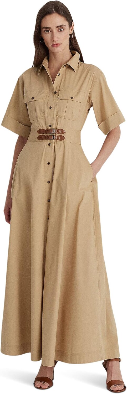 

Платье-рубашка из смесового хлопка с пряжкой LAUREN Ralph Lauren, цвет Birch Tan
