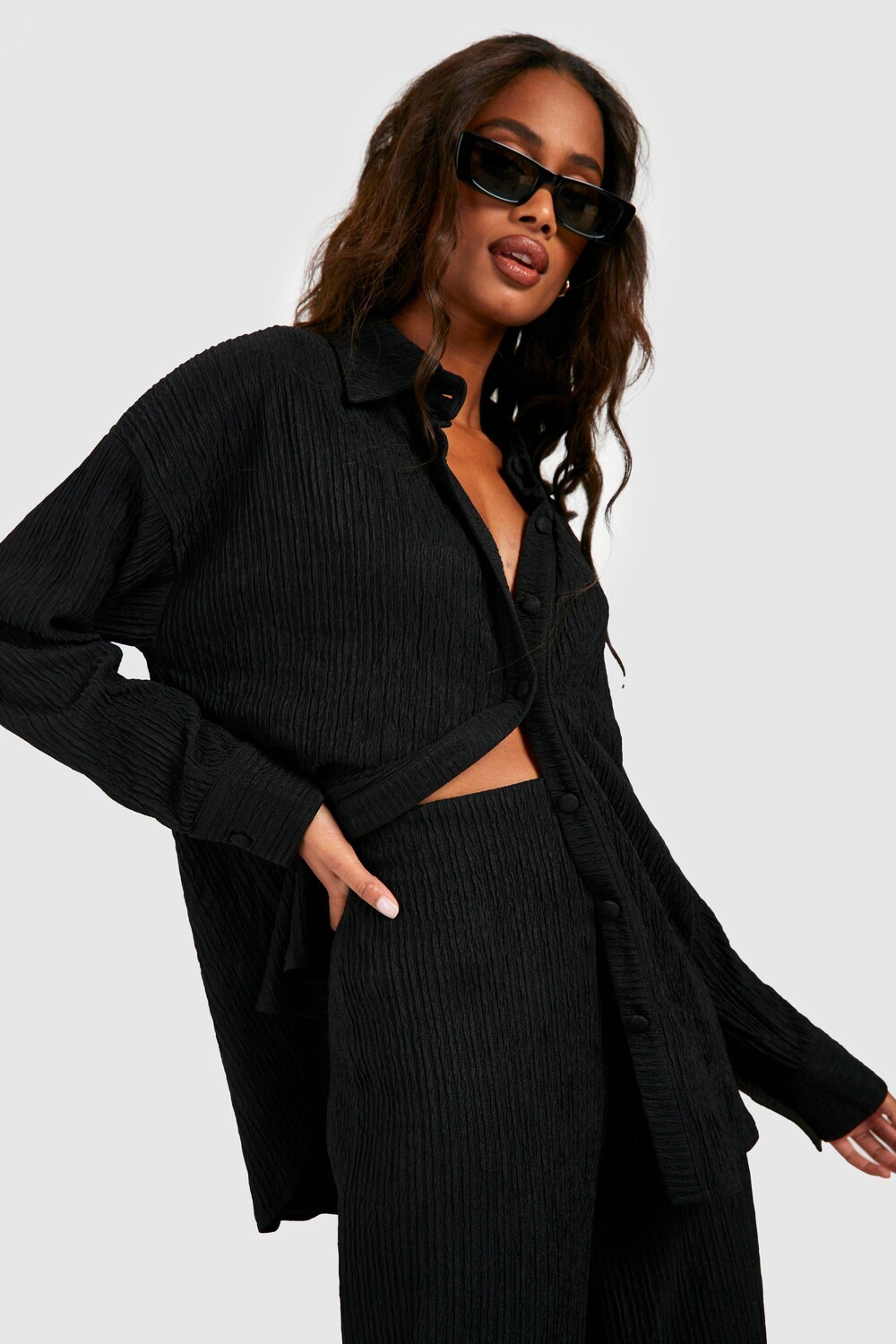 

Рубашка расслабленного кроя Boohoo, черный