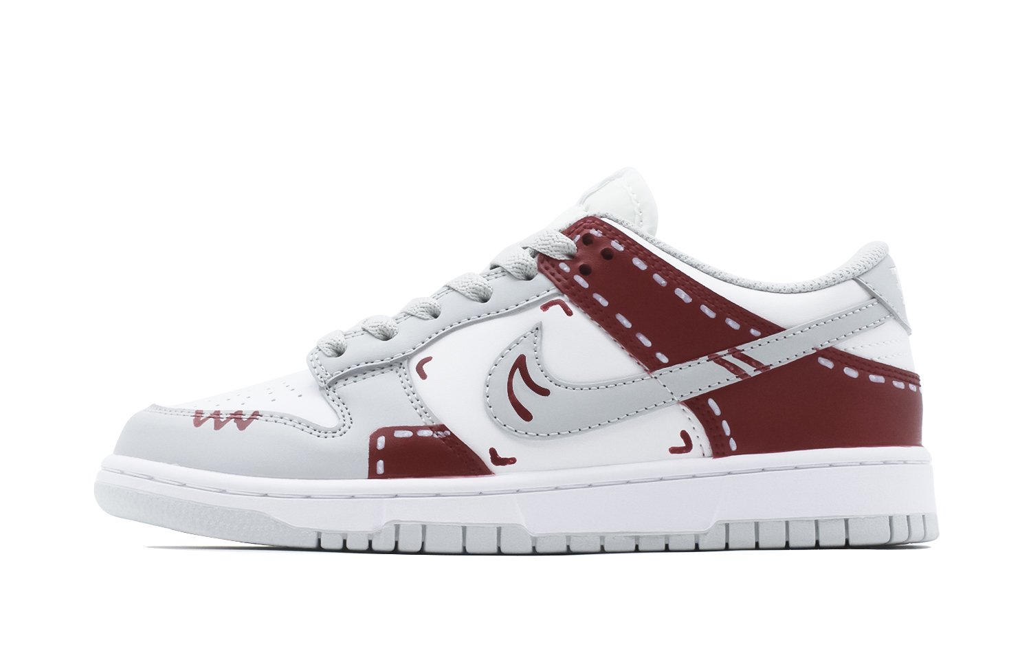 

Кроссовки Nike Dunk Skateboarding Shoes Women's Low-top Grey/white/red, светло-серый