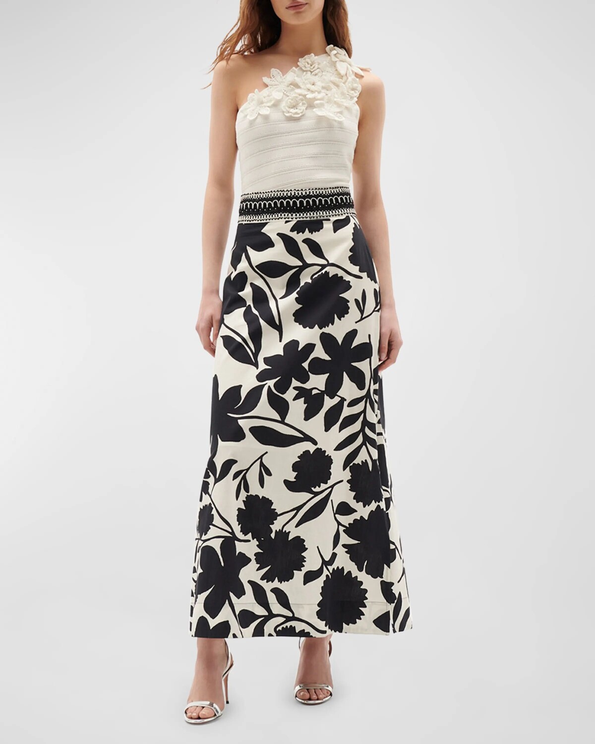 

Юбка макси трапеции Cressida из бисера Figue, цвет Graphic Floral Onyx