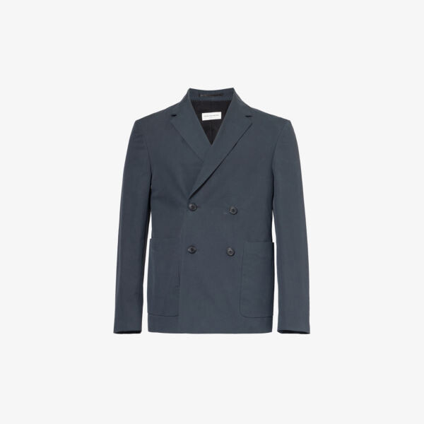 

Двубортный хлопковый пиджак с зубчатыми лацканами Dries Van Noten, антрацит