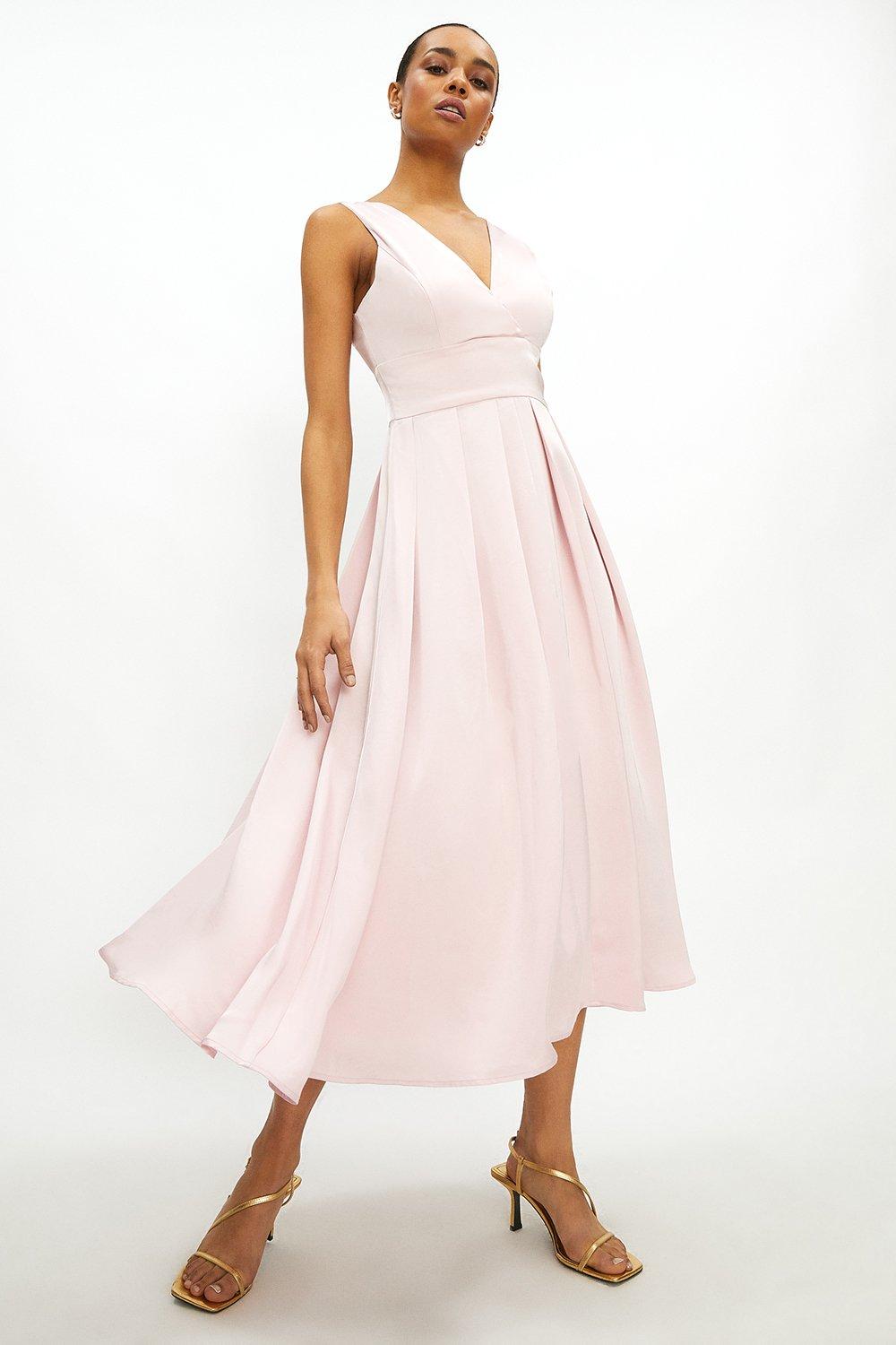 Атласное платье-миди с пышной юбкой Coast, розовый