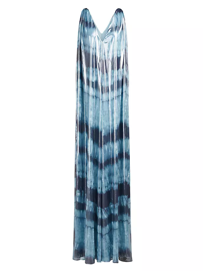 Шифоновое платье Umu с переливающимся принтом тай-дай Halston, синий